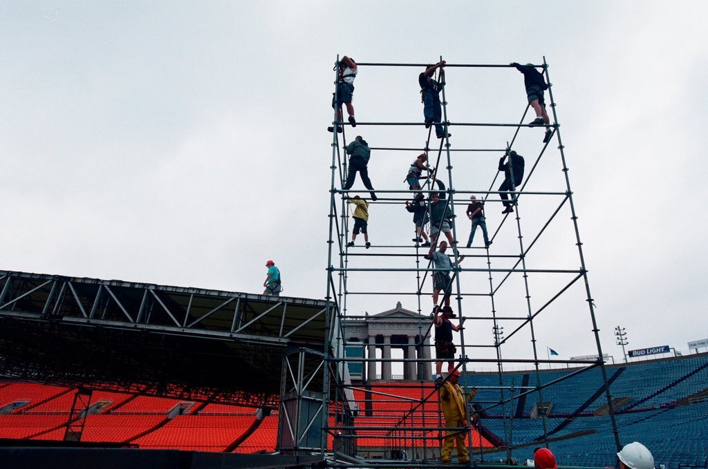 Preparations at Soldier Field for Roman Catholic Jubilee Year celebration - Richard A. Chapman for Chicago Sun-Times