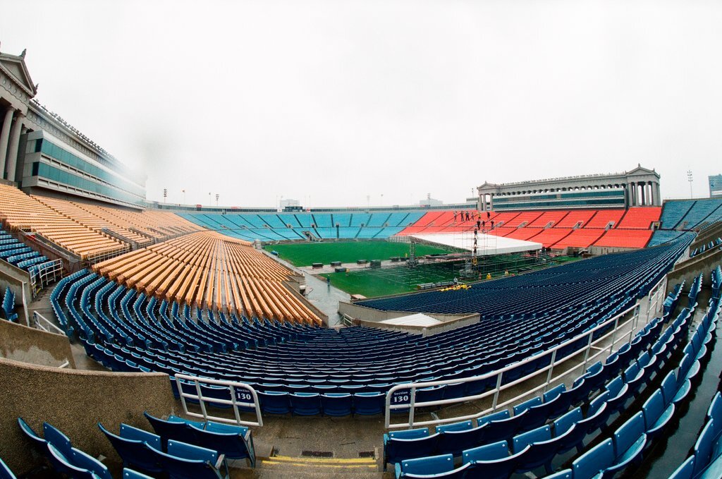 Preparations at Soldier Field for Roman Catholic Jubilee Year celebration - Richard A. Chapman for Chicago Sun-Times