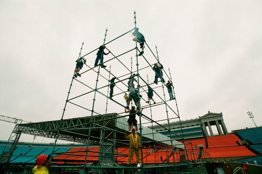 Preparations at Soldier Field for Roman Catholic Jubilee Year celebration - Richard A. Chapman for Chicago Sun-Times