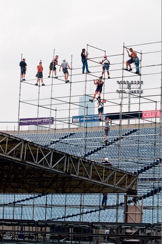 Preparations at Soldier Field for Roman Catholic Jubilee Year celebration - Richard A. Chapman for Chicago Sun-Times