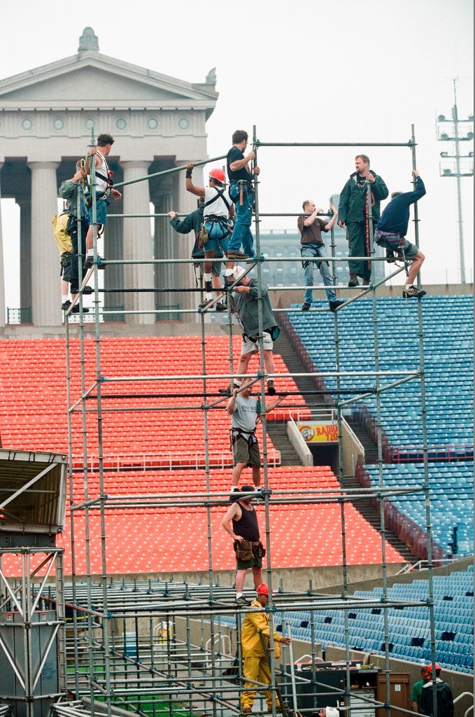 Preparations at Soldier Field for Roman Catholic Jubilee Year celebration - Richard A. Chapman for Chicago Sun-Times