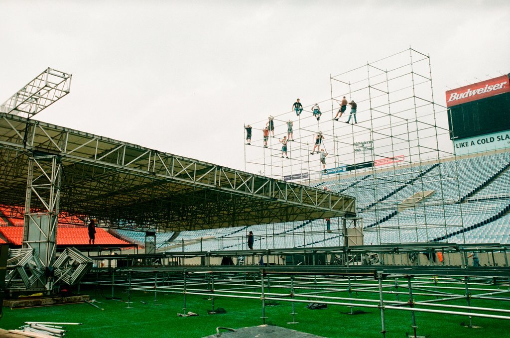 Preparations at Soldier Field for Roman Catholic Jubilee Year celebration - Richard A. Chapman for Chicago Sun-Times