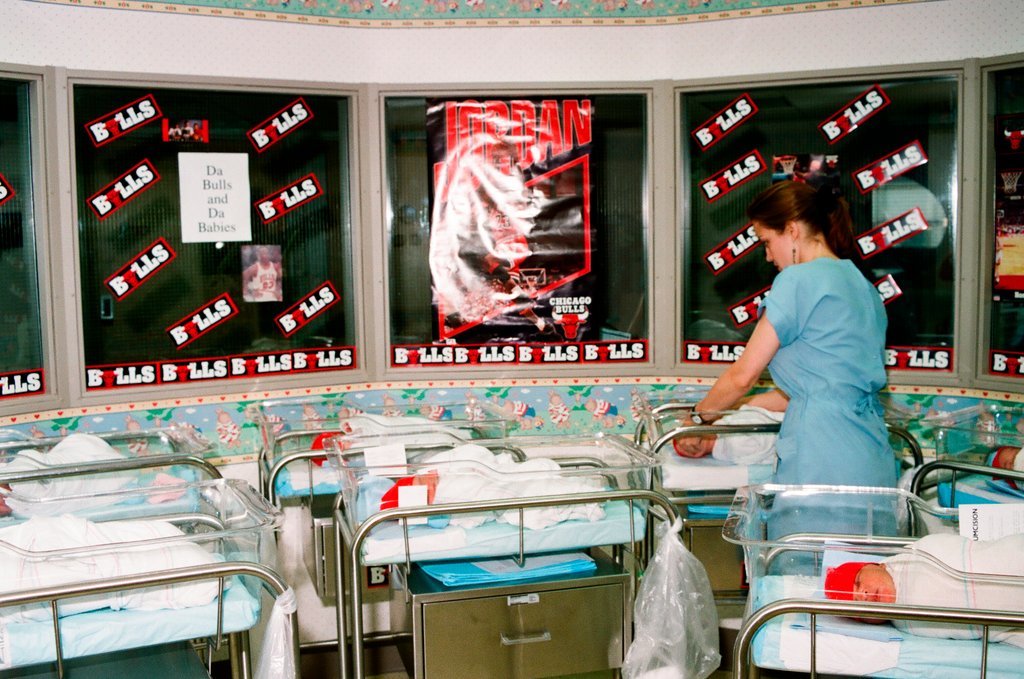 Newborns in nursery decorated in support of Chicago Bulls in the NBA Finals - Chicago Sun-Times