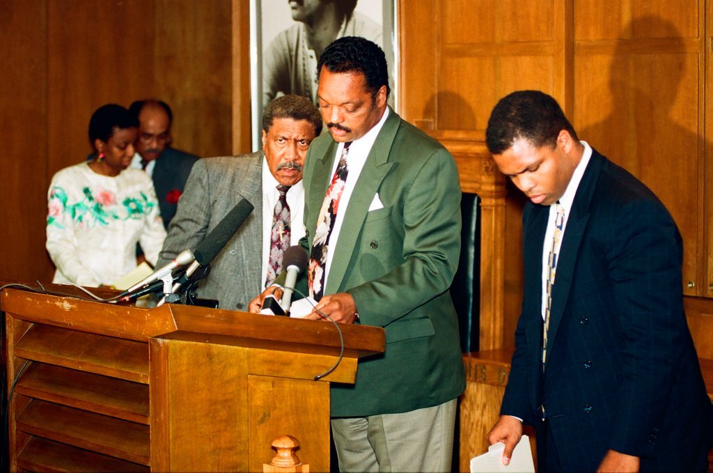 Reverend Jesse Jackson leads prayer service and press conference - Jon Sall for Chicago Sun-Times
