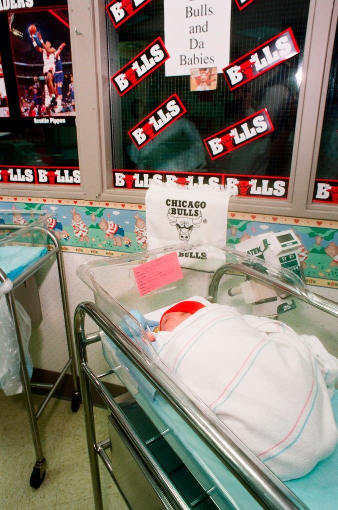 Newborns in nursery decorated in support of Chicago Bulls in the NBA Finals - Chicago Sun-Times