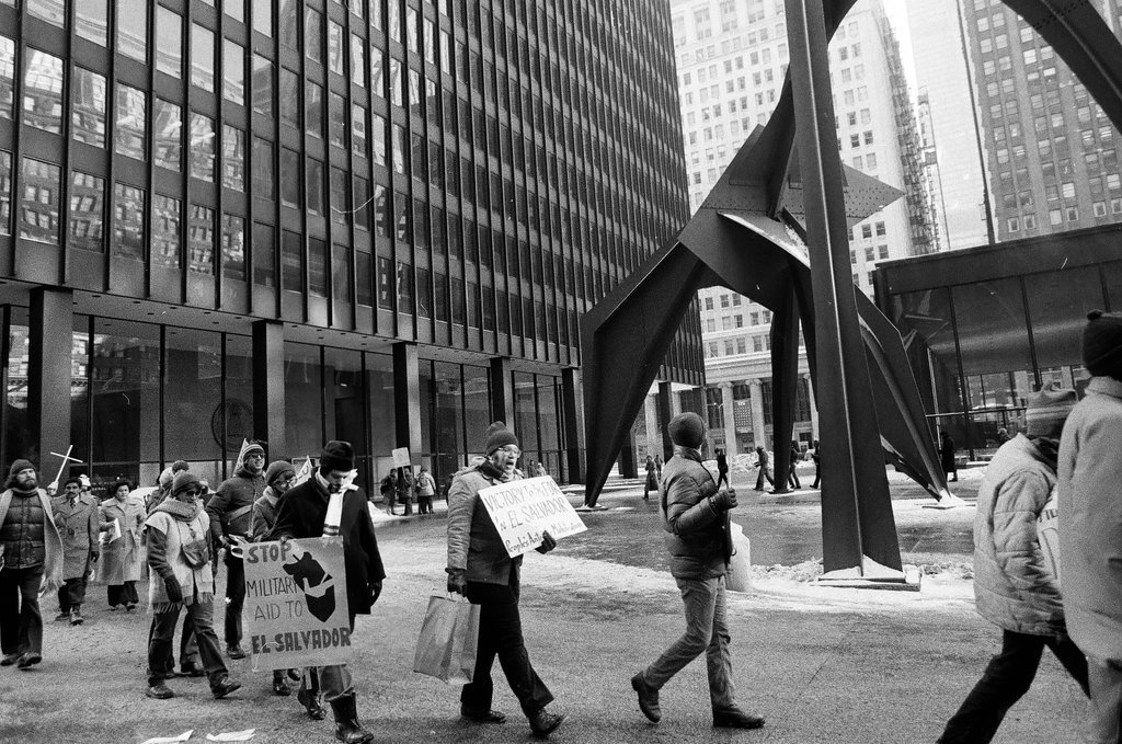 Protest against U.S. aid to El Salvador - Bob (Robert) Black for Chicago Sun-Times