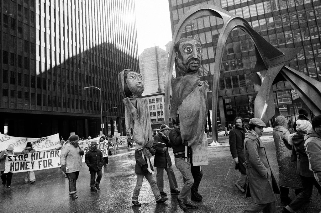 Protest against U.S. aid to El Salvador - Bob (Robert) Black for Chicago Sun-Times