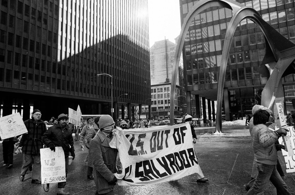 Protest against U.S. aid to El Salvador - Bob (Robert) Black for Chicago Sun-Times