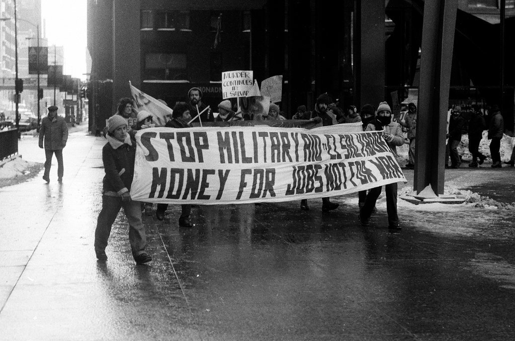 Protest against U.S. aid to El Salvador - Bob (Robert) Black for Chicago Sun-Times