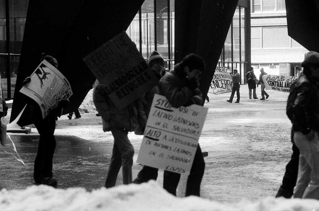 Protest against U.S. aid to El Salvador - Bob (Robert) Black for Chicago Sun-Times