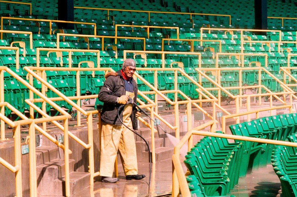 Construction crews put finishing touches on the new Comiskey Park stadium - Chicago Sun-Times