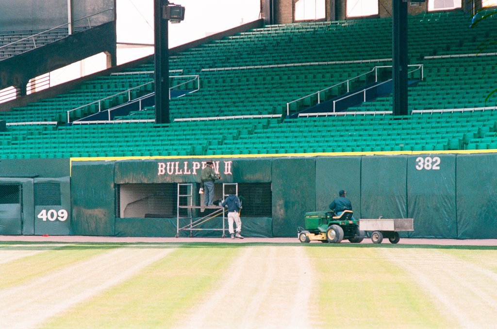 Construction crews put finishing touches on the new Comiskey Park stadium - Chicago Sun-Times