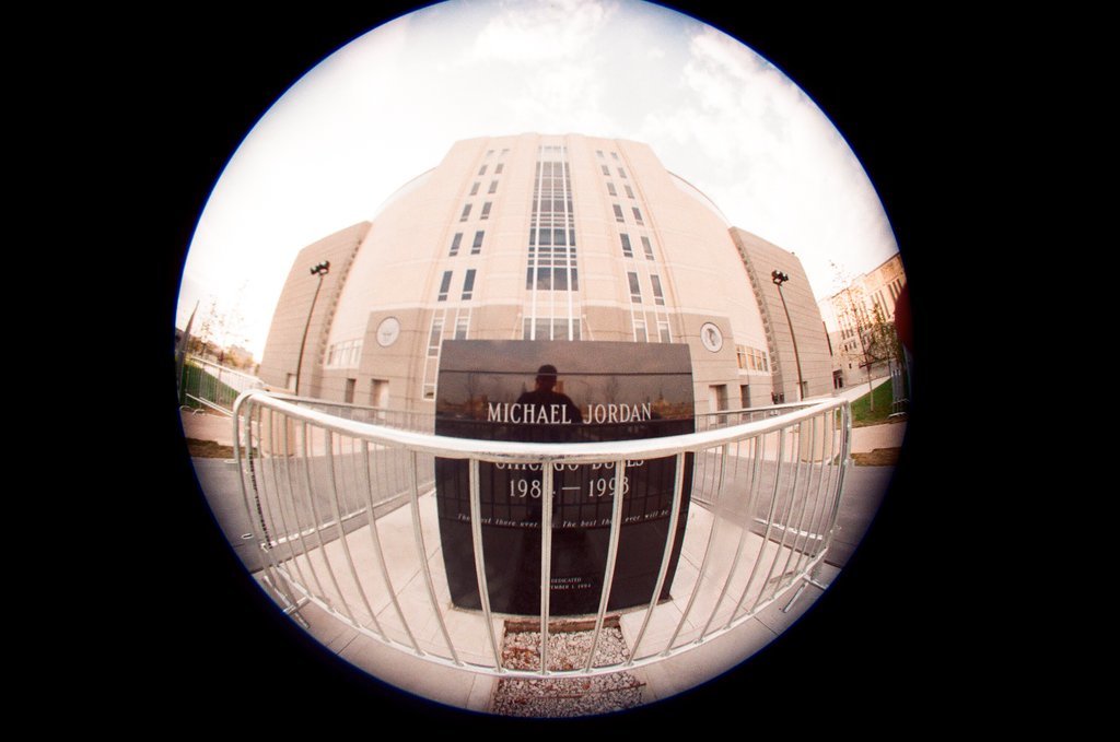 Aerial and fisheye shots of the exterior of the United Center - Chicago Sun-Times