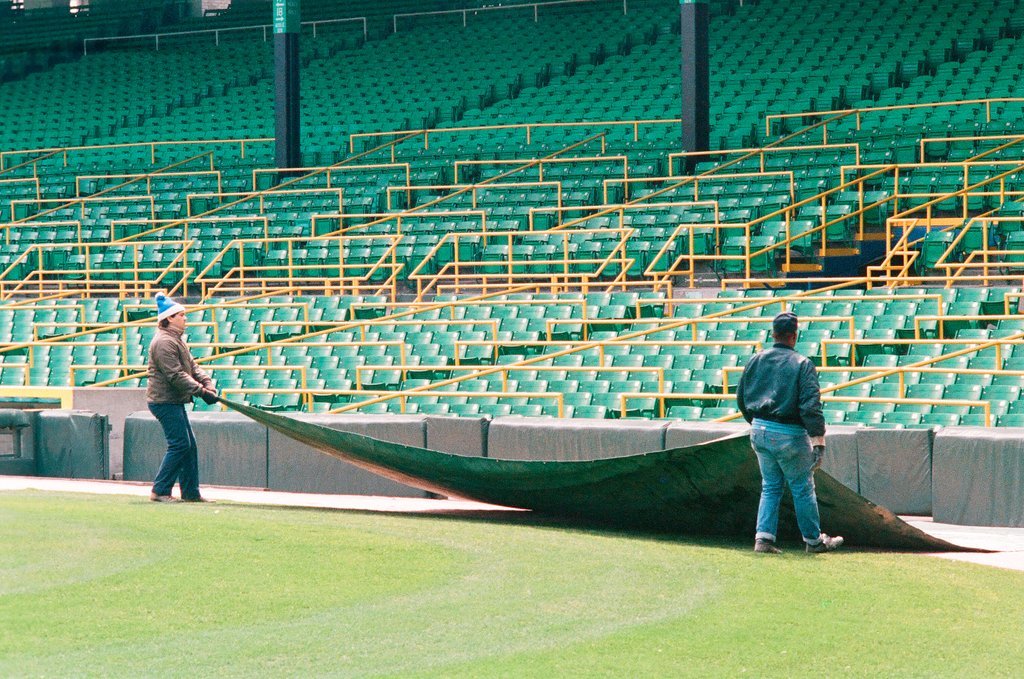 Construction crews put finishing touches on the new Comiskey Park stadium - Chicago Sun-Times