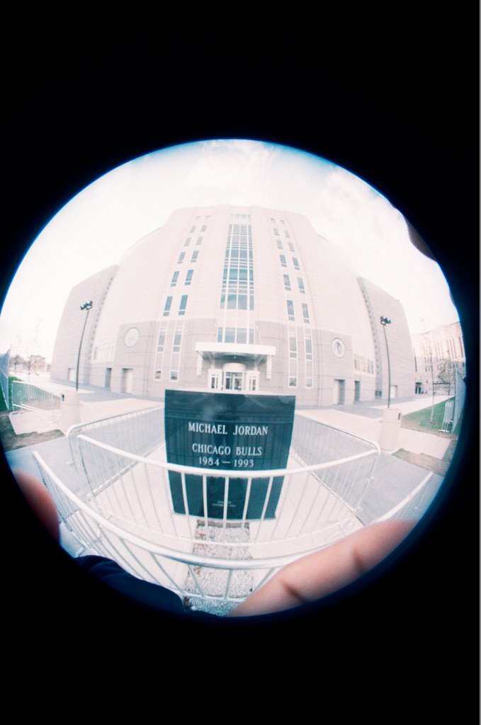 Aerial and fisheye shots of the exterior of the United Center - Chicago Sun-Times
