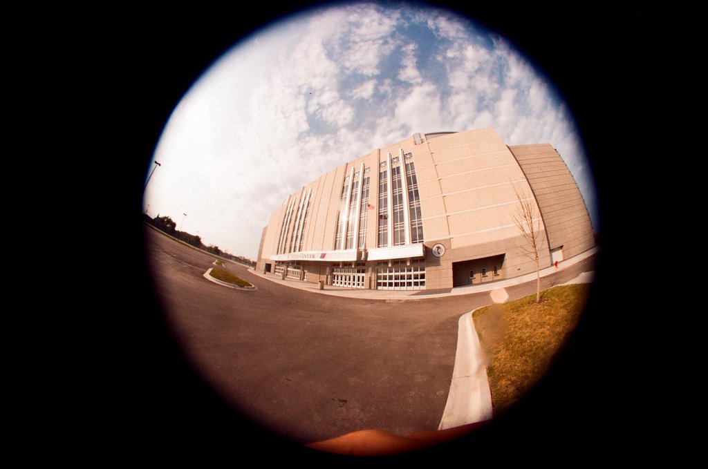 Aerial and fisheye shots of the exterior of the United Center - Chicago Sun-Times