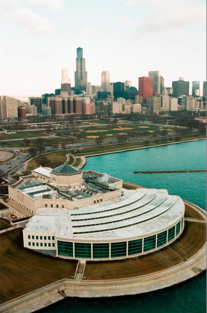 Aerial and fisheye shots of the exterior of the United Center - Chicago Sun-Times