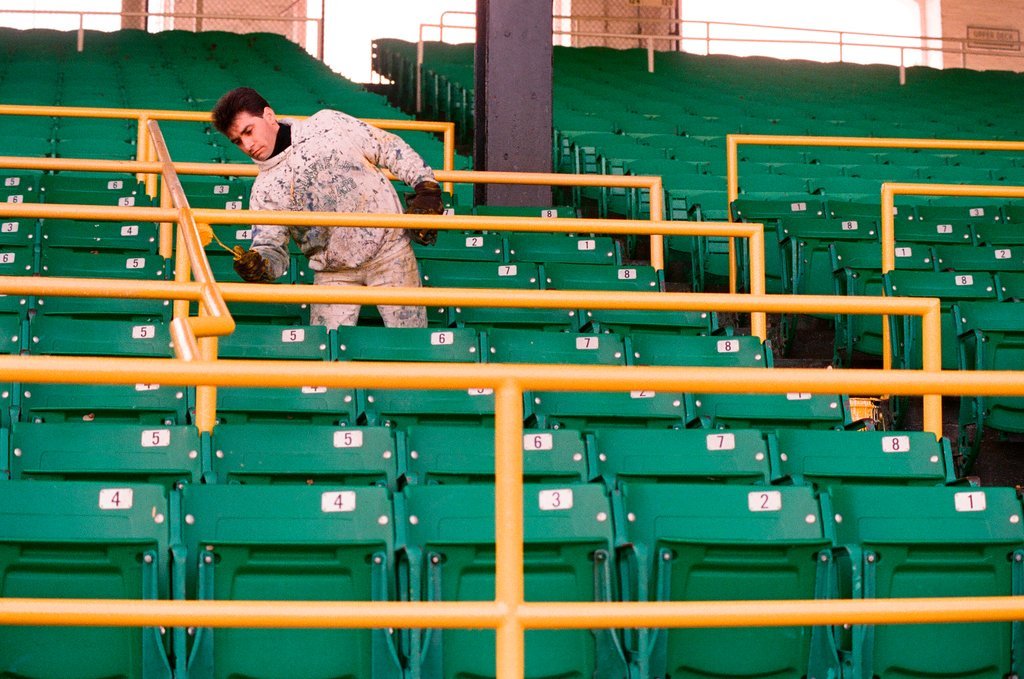 Construction crews put finishing touches on the new Comiskey Park stadium - Chicago Sun-Times