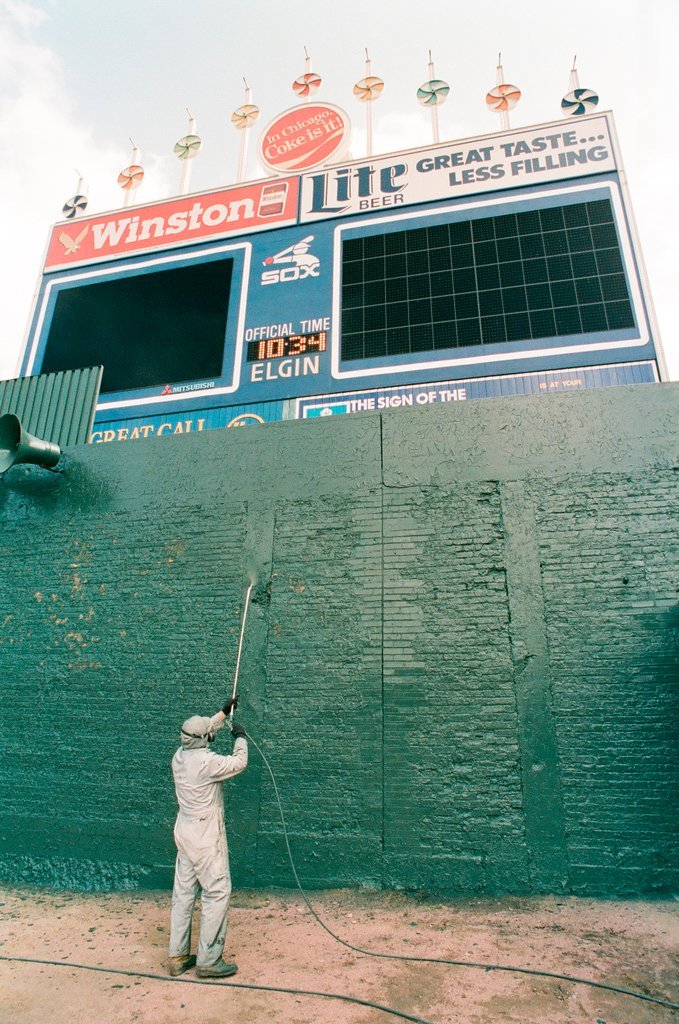 Construction crews put finishing touches on the new Comiskey Park stadium - Chicago Sun-Times