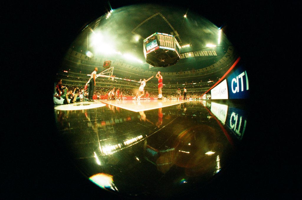 Aerial and fisheye shots of the exterior of the United Center - Chicago Sun-Times