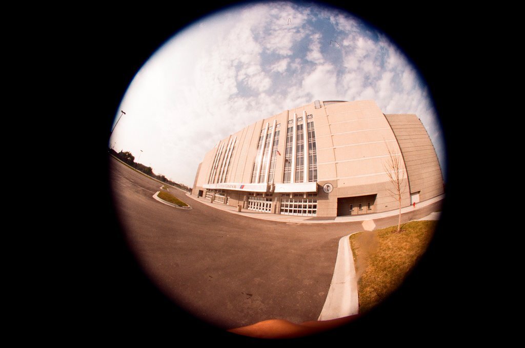 Aerial and fisheye shots of the exterior of the United Center - Chicago Sun-Times