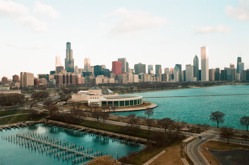 Aerial and fisheye shots of the exterior of the United Center - Chicago Sun-Times