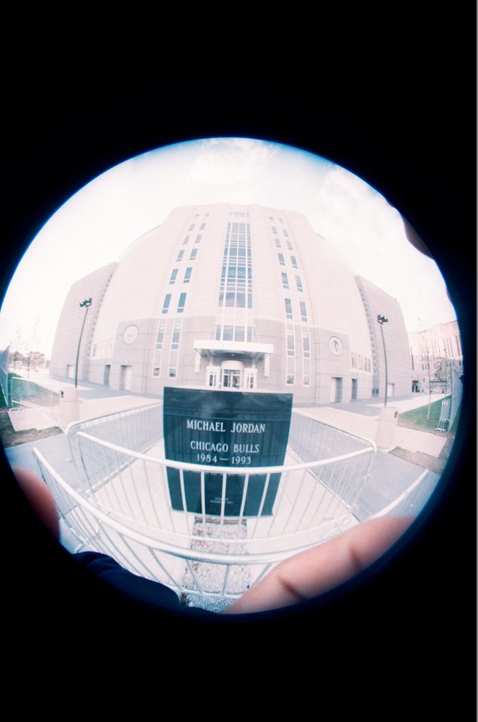Aerial and fisheye shots of the exterior of the United Center - Chicago Sun-Times