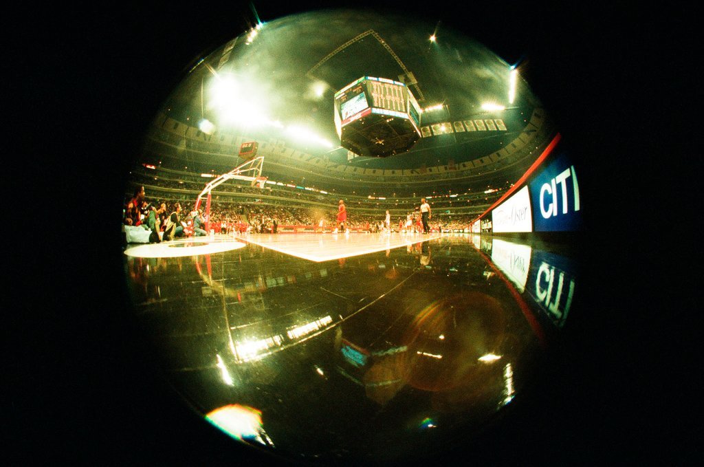 Aerial and fisheye shots of the exterior of the United Center - Chicago Sun-Times