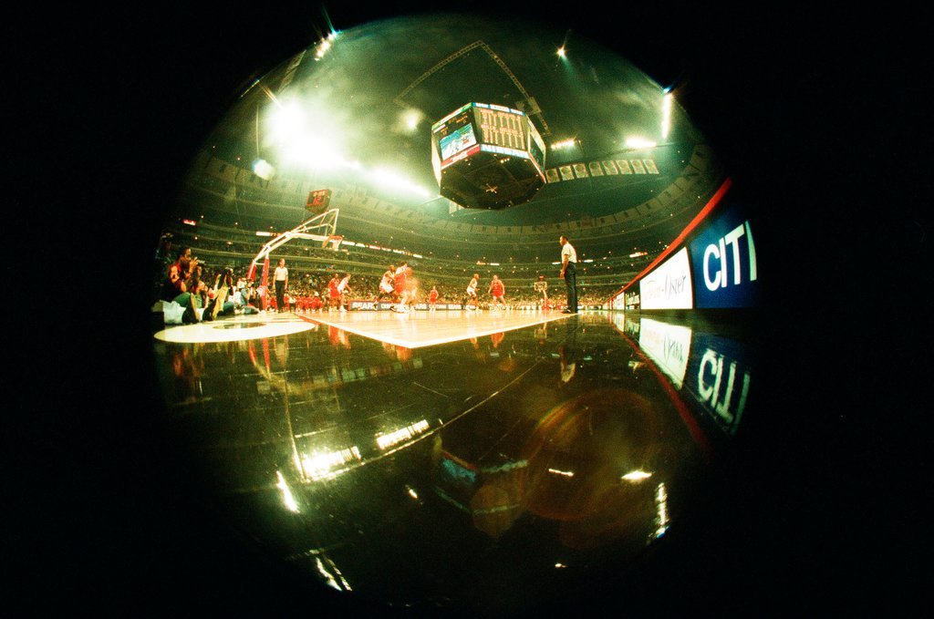 Aerial and fisheye shots of the exterior of the United Center - Chicago Sun-Times