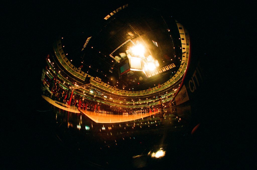 Aerial and fisheye shots of the exterior of the United Center - Chicago Sun-Times
