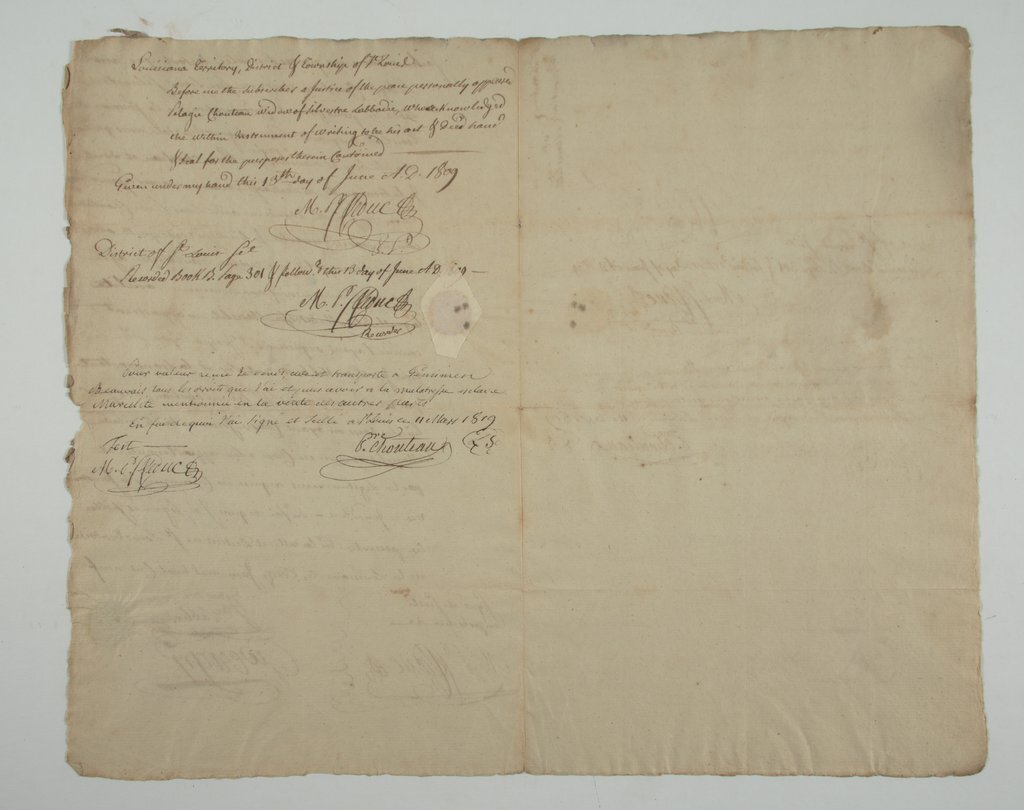 Document of sale to Pierre Chouteau - Chouteau, Pierre