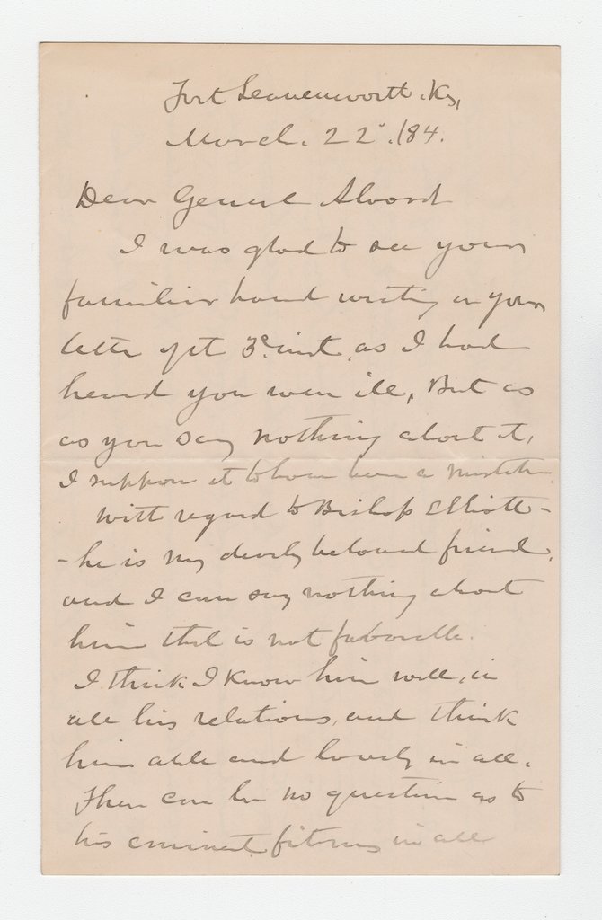Christopher Colon Augur letter - Augur, Christopher Columbus, 1821-1898