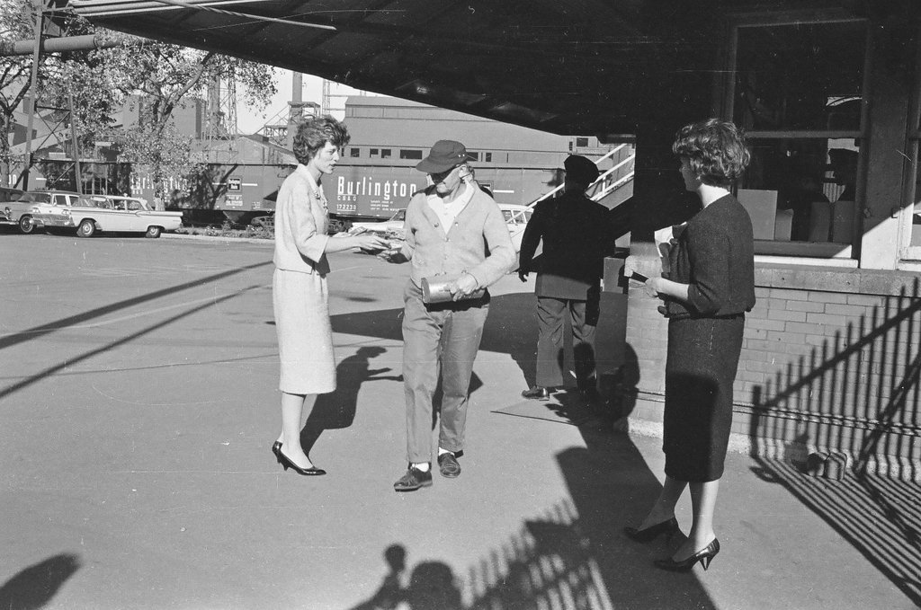 Eunice Kennedy Shriver campaigns at steel mill - Carmen Reporto for Chicago Sun-Times