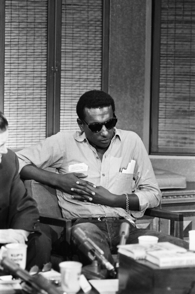 Stokely Carmichael in ABC studio - Bob Langer for Chicago Sun-Times
