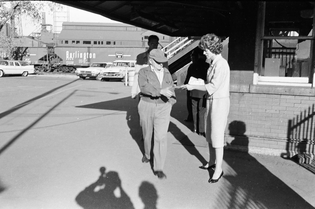 Eunice Kennedy Shriver campaigns at steel mill - Carmen Reporto for Chicago Sun-Times