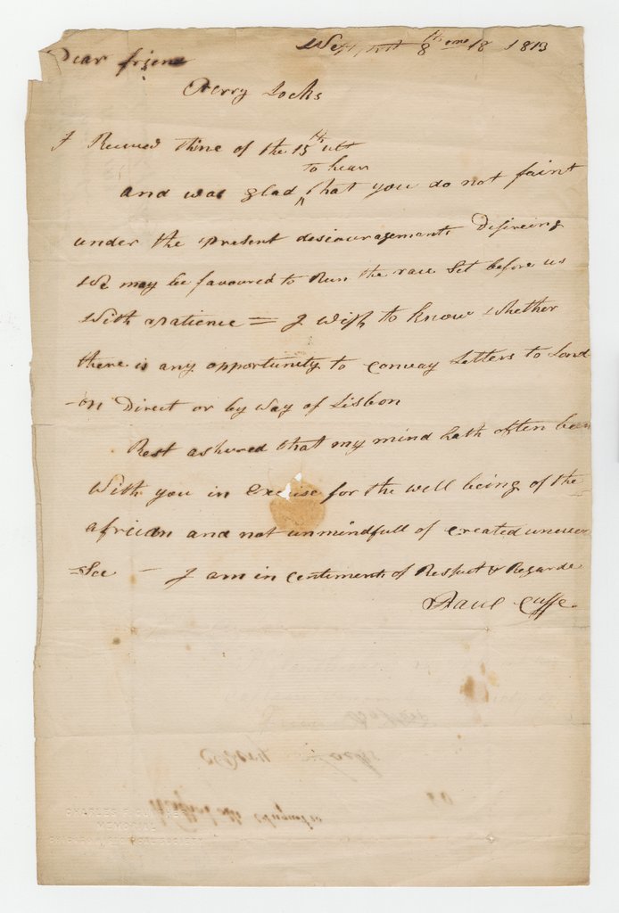 Paul Cuffe letter - Cuffe, Paul 1759-1817
