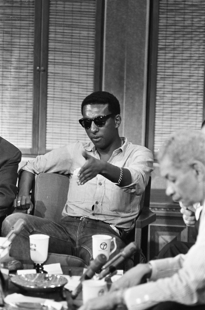 Stokely Carmichael in ABC studio - Bob Langer for Chicago Sun-Times