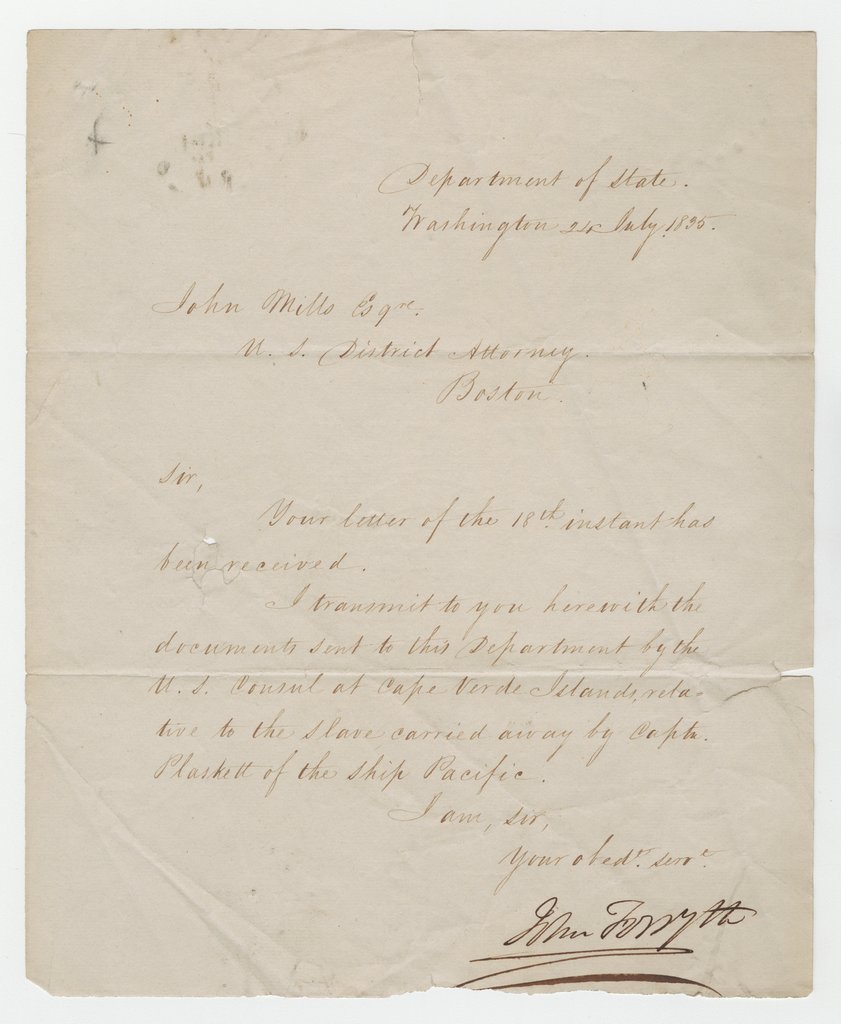 Letter to John Mills - Forsyth, John, 1780-1841
