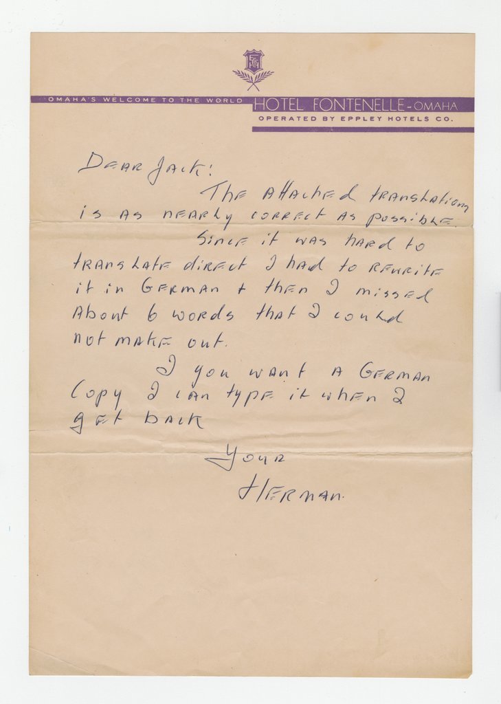 Translator's note for A. Achen letter