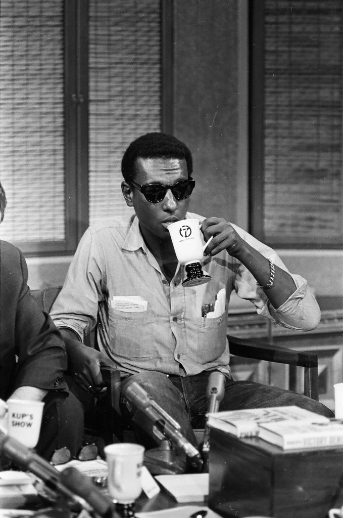 Stokely Carmichael in ABC studio - Bob Langer for Chicago Sun-Times