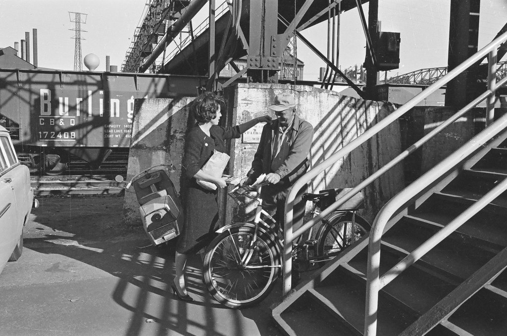 Eunice Kennedy Shriver campaigns at steel mill - Carmen Reporto for Chicago Sun-Times