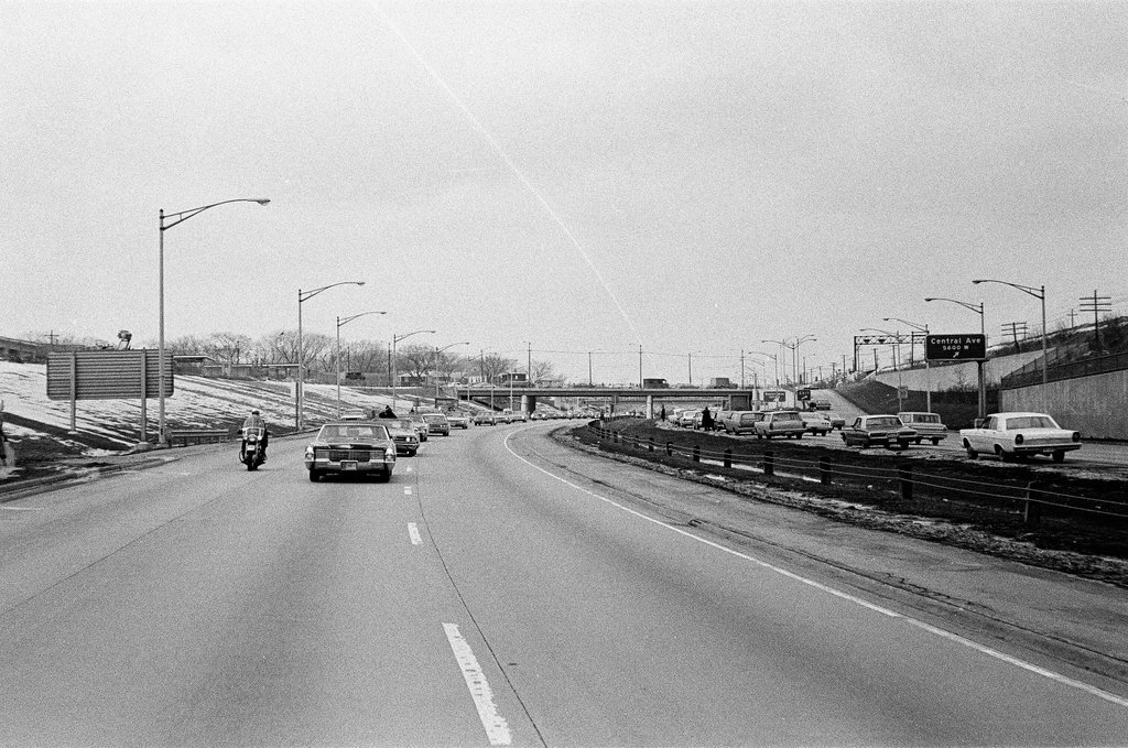 Astronauts Grissom and Young ride in car en route to parade - Bud Daley for Chicago Sun-Times