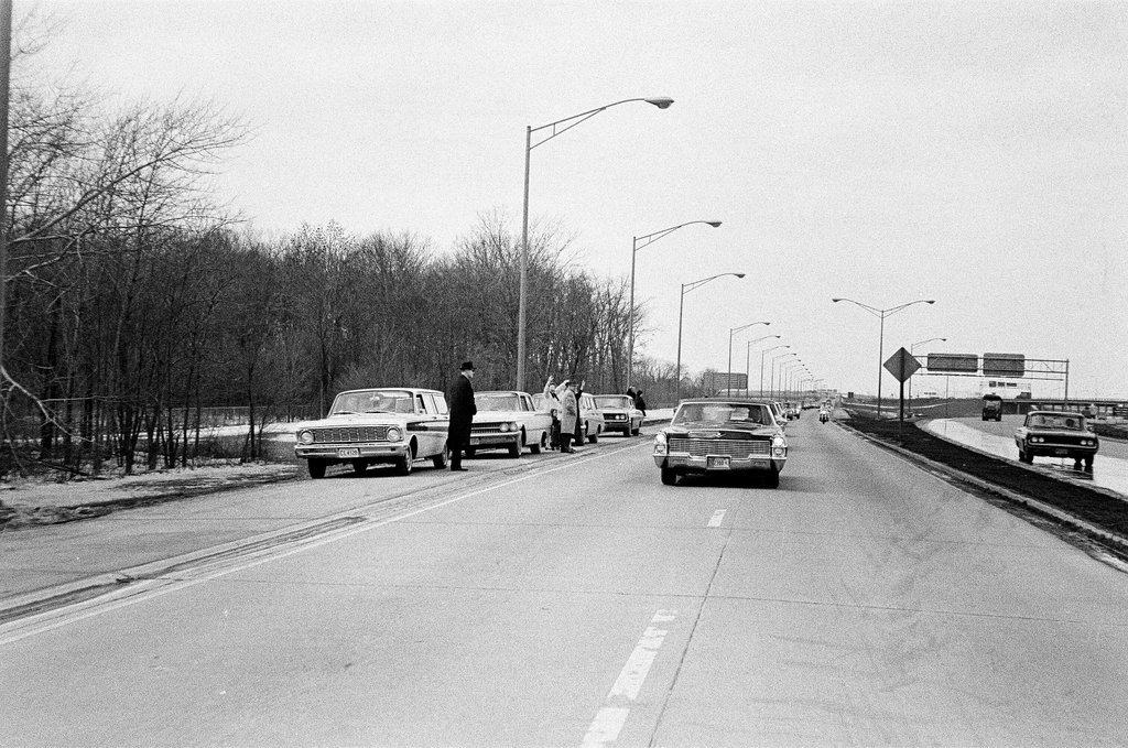 Astronauts Grissom and Young ride in car en route to parade - Bud Daley for Chicago Sun-Times