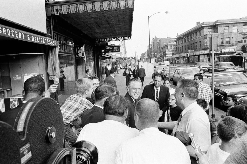 George Romney on West Division Street - Bob Langer for Chicago Sun-Times