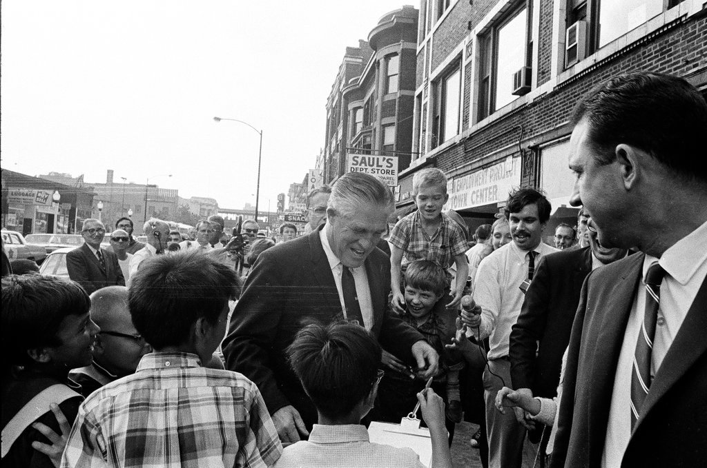 George Romney on West Division Street - Bob Langer for Chicago Sun-Times