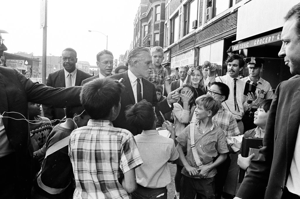 George Romney on West Division Street - Bob Langer for Chicago Sun-Times