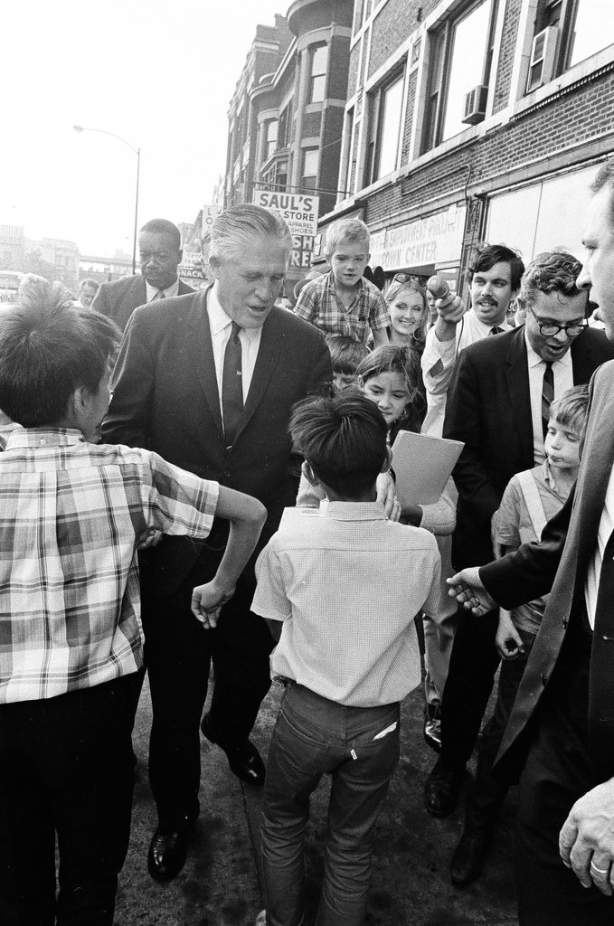 George Romney on West Division Street - Bob Langer for Chicago Sun-Times