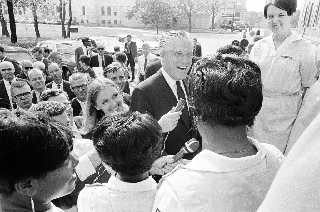 George Romney on West Division Street - Bob Langer for Chicago Sun-Times