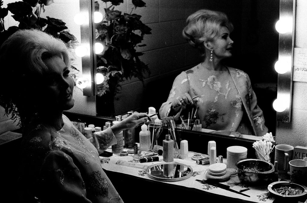 Zsa Zsa Gabor in her dressing room - Don Bierman for Chicago Sun-Times