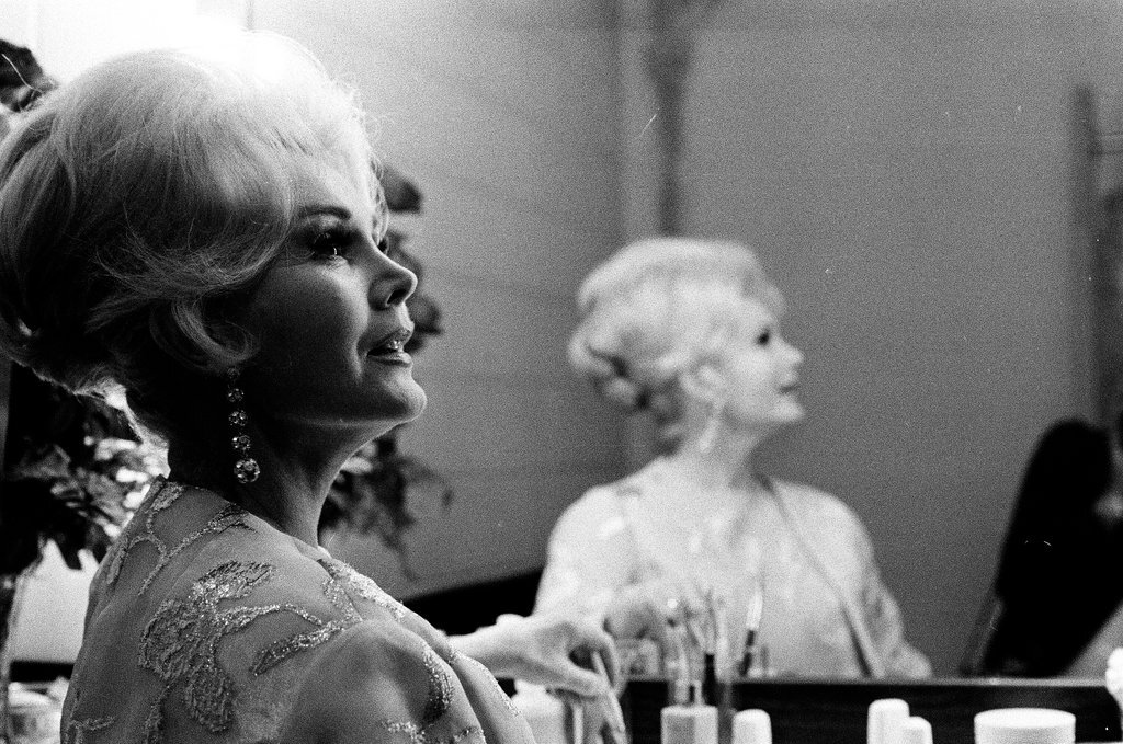 Zsa Zsa Gabor in her dressing room - Don Bierman for Chicago Sun-Times